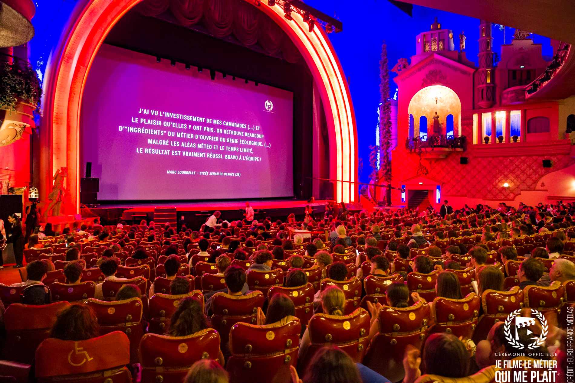 Projection à la cérémonie au Grand Rex pour la remise des prix du concours Je filme le métier qui me plaît édition 2025