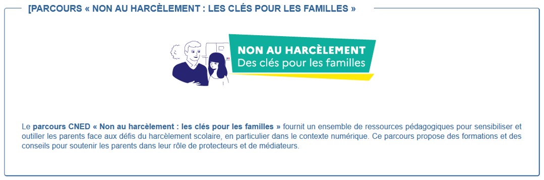 Non au harcelement : clés pour les familles
