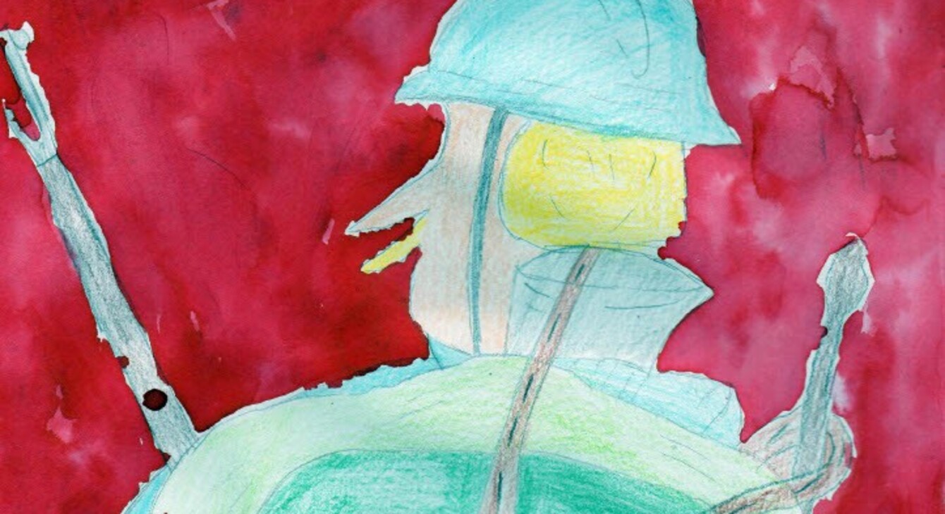 Une oeuvre des petits artistes de la mémoire : le soldat rouge