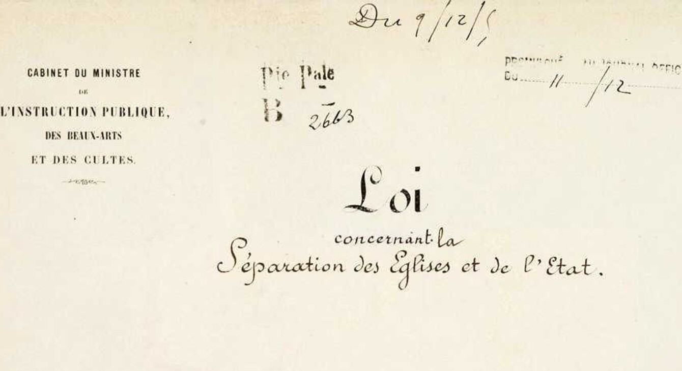 Apercu de la loi de séparation du 9 décembre 1905