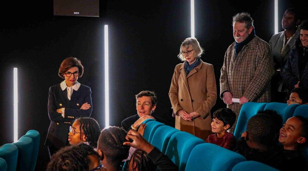 Visite des ministres et du recteur des cinémas du palais à Créteil (94) dans le cadre du dispositif Ma classe au cinéma
